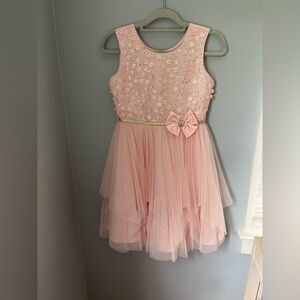 Jona Michelle, baby‎ Pink Sparkle Dress with Bow, sleeveless floral design